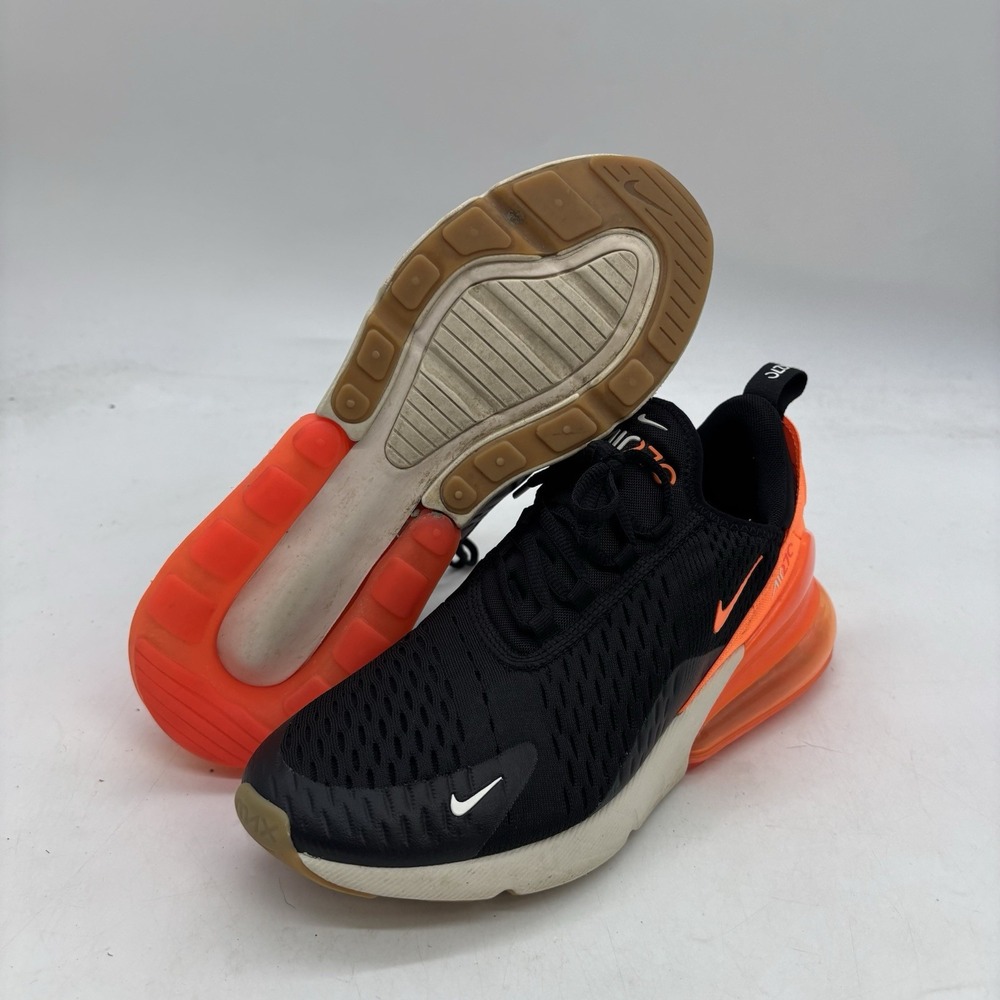 Nike Air Max 270 Shoes Mens 7 Black Orange Clean AH8050-030